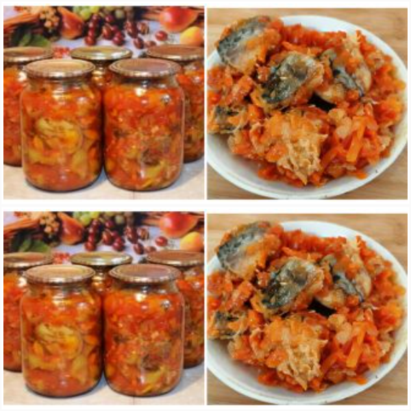 Консервована скумбрія з овочами. Виходить смачніше ніж можна подумати.