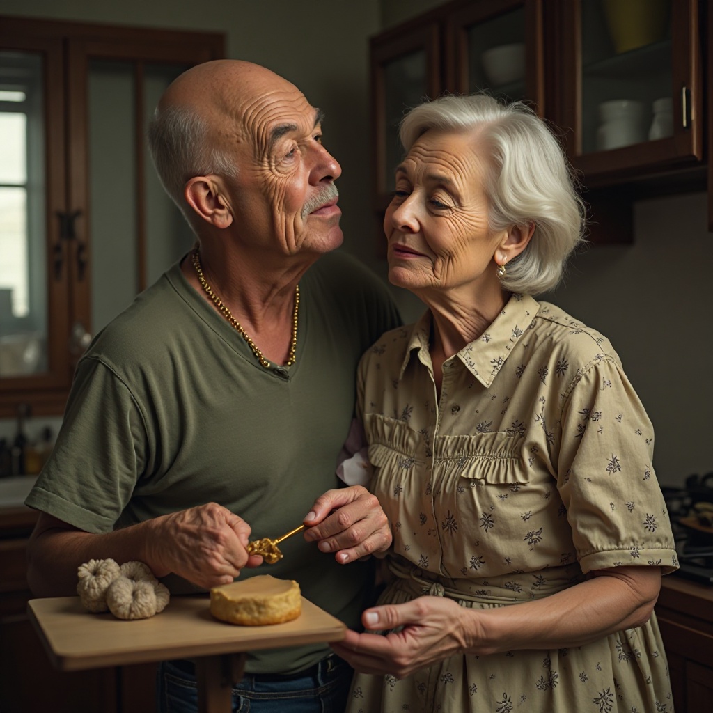 З віком Іван поправився, та й дружина Віра теж. Дітей не вийшло, жили в своє задоволення. Незважаючи на роки, Віра залишалася жінкою гарячою, а ось чоловік потух. Одного разу чоловік прийшов з роботи, почувши часниковий запах котлет, кинувся на кухню, не сходивши в ванну. Віра, почувши стукіт на кухні, вибігла з кімнати, і побачила картину