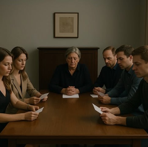 Я зібрала дітей, щоб оголосити заповіт: майже всім я залишила по порожньому конверту з дзеркалом усередині. Але одному дістався зовсім інший.