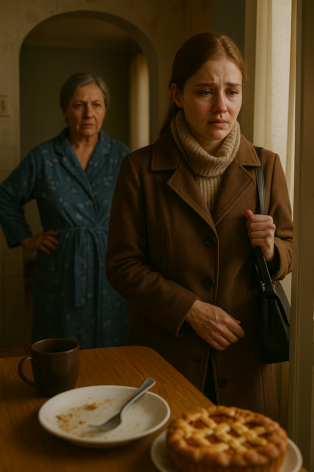 Пластикова виделка стала останньою краплею в цьому чаюванні. Ніна несподівано заплакала. Вона поставила тарілку на кухонний стіл і, ховаючи очі, почала швидко збиратися. — Мені пора… я вже спізнююся. Спасибі всім. — Ніно, почекай, – схаменулася мати. Ніна завмерла в дверях. Вона чомусь подумала, що мати приготувала подарунок і хоче зараз його вручити. — Ніно, а ти гардероб міняти не будеш? Чобітки чорненькі з минулого року залишилися в тебе? Катьці взуття потрібне