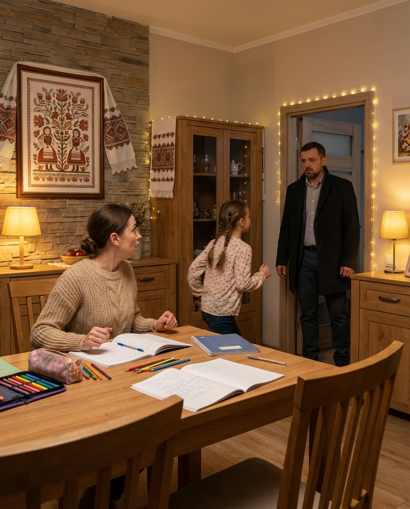 Софія робила з донькою Юлею уроки, коли з роботи повернувся чоловік. Анатолій прийшов, як завжди пізно. – Привіт, я вдома, – привітався він з своїми дівчатками. – Там на кухні, котлетки ще теплі. Вечеряй, якщо хочеш, – сказала Софія. Раптом Юля скочила і підбігла до батька. – Тату, ти почав так пізно повертатися додому, – вигукнула дівчинка. – Це тому, що у тебе з’явилася коханка? Анатолій застиг почувши це, не розуміючи, що відбувається