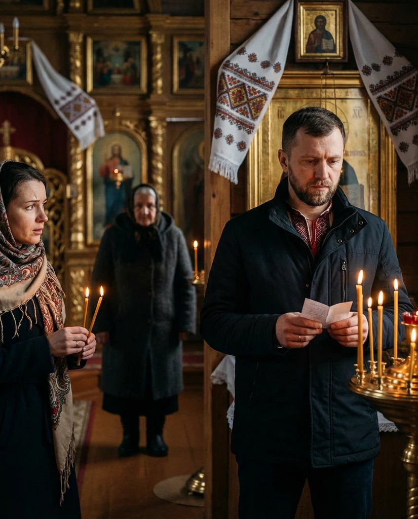Марія з Михайлом зайшли у невелику церкву поруч з їх будинком. Поки Марія брала свічки, до Михайла підійшла незнайома бабуся і мовчки вклала йому в руку якийсь листок. Михайло глянув на нього, як тут раптом підійшла його дружина. – Що це в тебе в руці? – здивовано запитала вона. – Та ось бабуся старенька дала, подивитися ще не встиг. – Яка ще бабуся? – Марія здивовано дивилась на чоловіка. У церкві нікого не було! Михайло аж оторопів