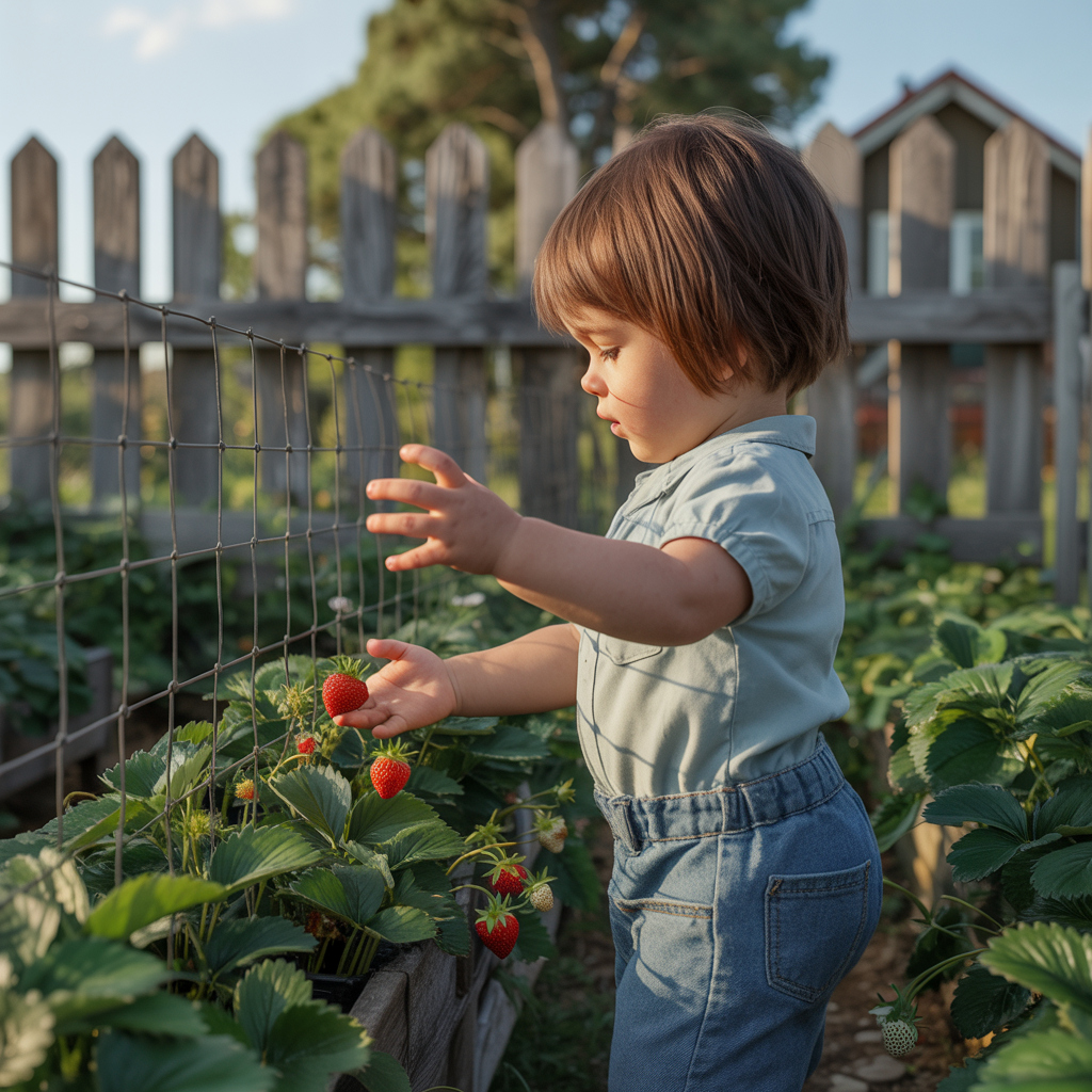 У дірочку паркану із сітки просовується тонка ручка і тягнеться до стиглої полуниці. Я вдаю, що не бачу, пропалюю цибулю