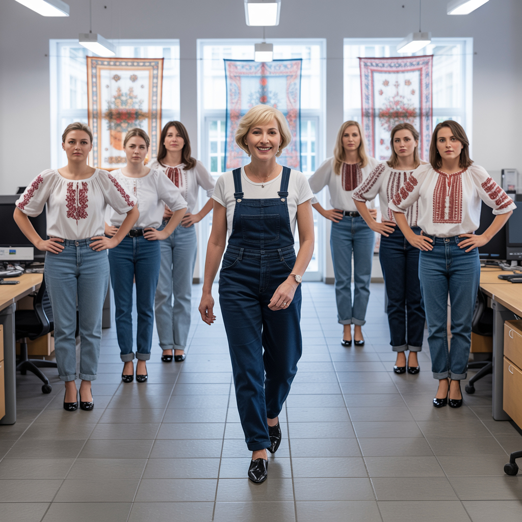 — А що, як запросити Людмилу? Нашу прибиральницю! Давайте попросимо її потанцювати! Почулися смішки. Усі звикли бачити Людмилу лише як жінку, що старанно витирає пил, миє підлогу