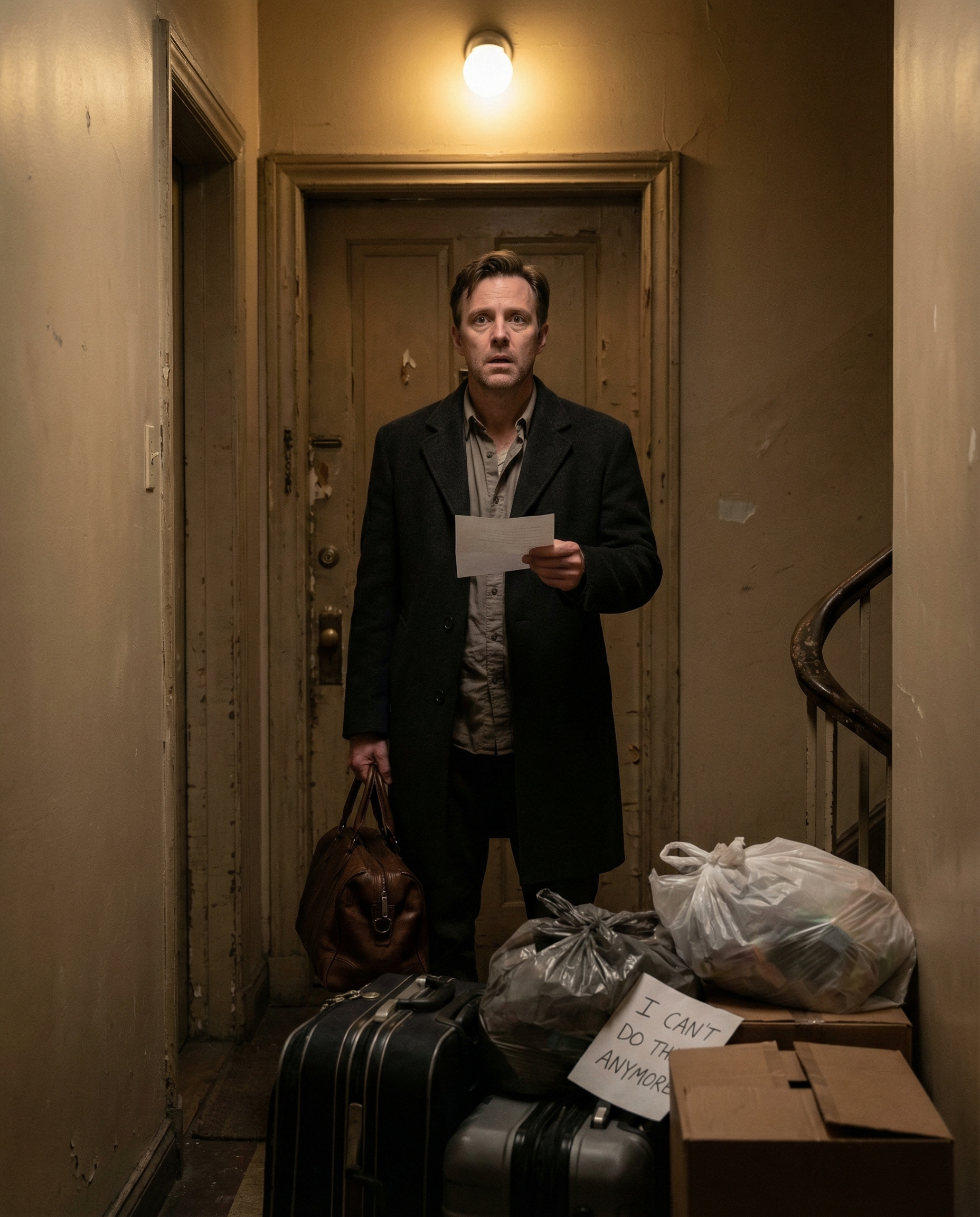 Ігор повернувся додому з відрядження. Чоловік припаркував машину біля свого будинку, дістав з багажника сумку і попрямував у підʼїзд. – Боже…, як я втомився… Зараз би  смачно повечеряти, прийняти гарячу ванну, і швидше опинитися в ліжку, – думав Ігор, піднімаючись сходами. За роздумами чоловік не помітив, як опинився на своєму поверсі. Ігор підійшов до дверей квартири і здивувався, побачивши гору з сумок та пакетів. – Що це таке?! – промовив вголос він. Раптом, на одній з сумок, він помітив якийсь аркуш паперу. Ігор взяв його, прочитав і…аж рота відкрив від прочитаного