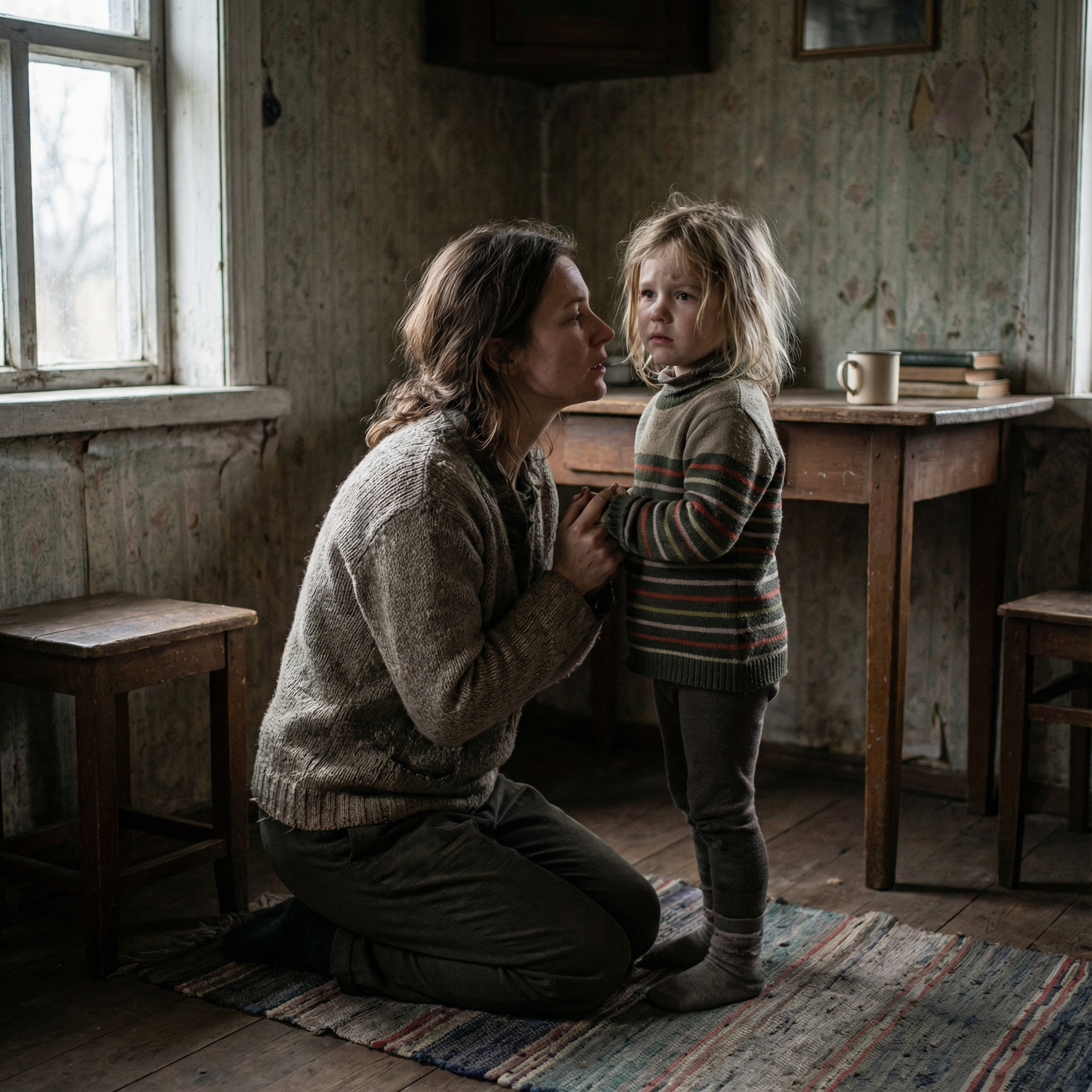 – Олечко, доню, я тебе прошу, – мама присіла біля Олі навпочіпки, – нам потрібно тут пожити, трохи, скоро все закінчиться, і ми знову поїдемо в місто