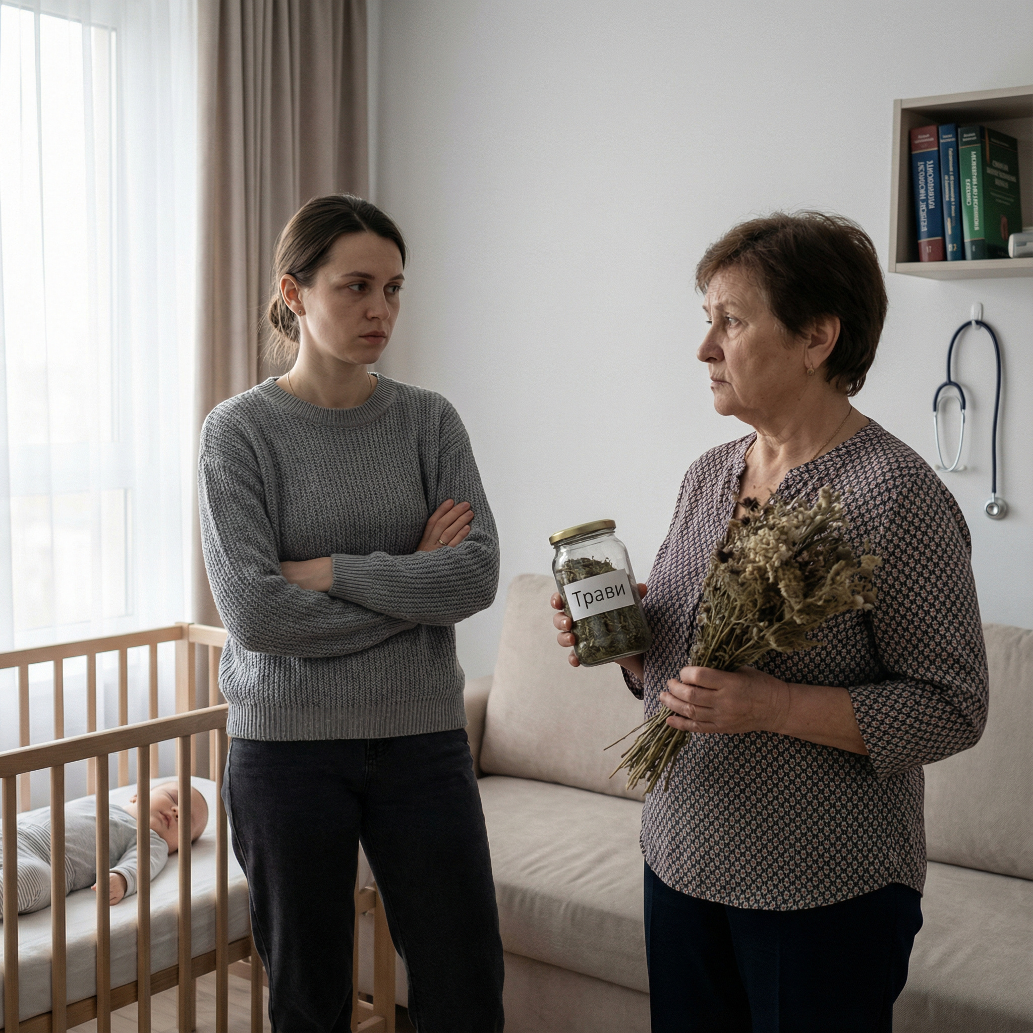 — Мамо, я шість років вчилася в медичному і ще три — в інтернатурі, щоб знати: дитині потрібна стерильність, температурний режим і доказова медицина! Ваші відвари з кропиви та заговори на “спокійний сон” — це середньовіччя. Я не дозволю перетворювати сина на об’єкт народних експериментів!