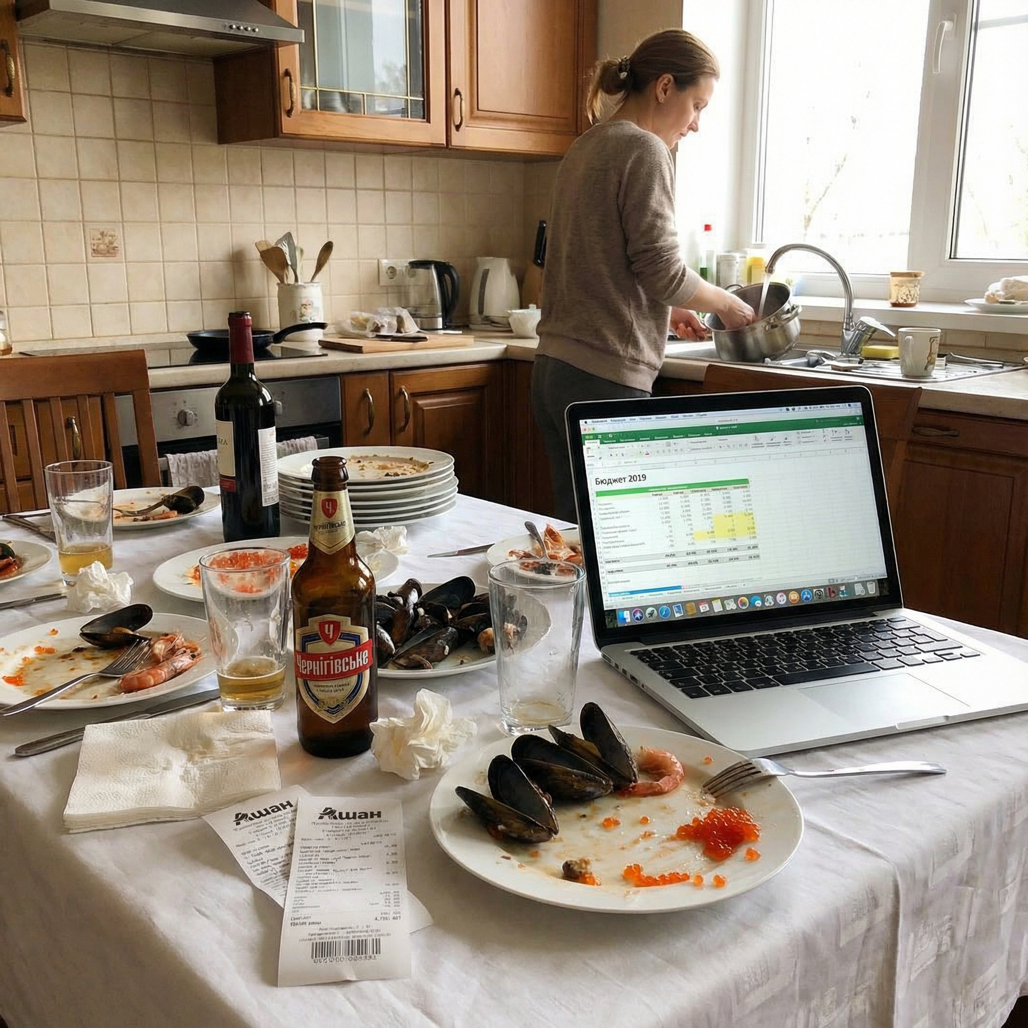 – Я меркантильний? Я, який три дні не вилазив із кухні! Який готував, закуповував, тягав сумки із магазину! А твоя сестра сиділа на дивані й говорила: – А чи можна ще манго нарізати? – Вона гість! – Гість, який за три дні з’їв більше, ніж ми удвох за місяць!