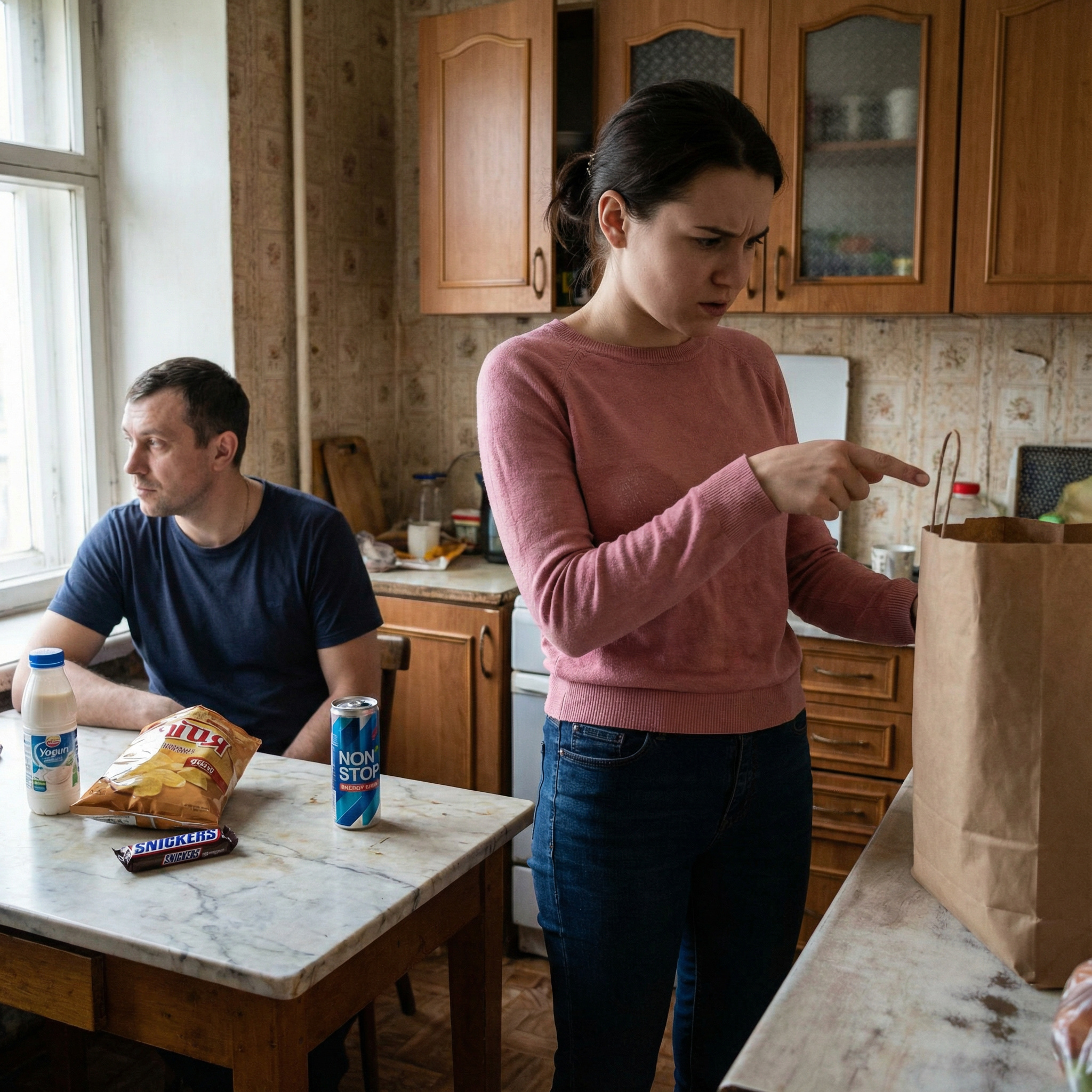 – Рома, а де продукти? – Катя зупинилася біля столу, не вірячи своїм очам. – Чому ти їх не купив? – Я купив те, що вважав за потрібне. У чому проблема? – невдоволений, навіть трохи роздратований тон чоловіка вибив її з колії