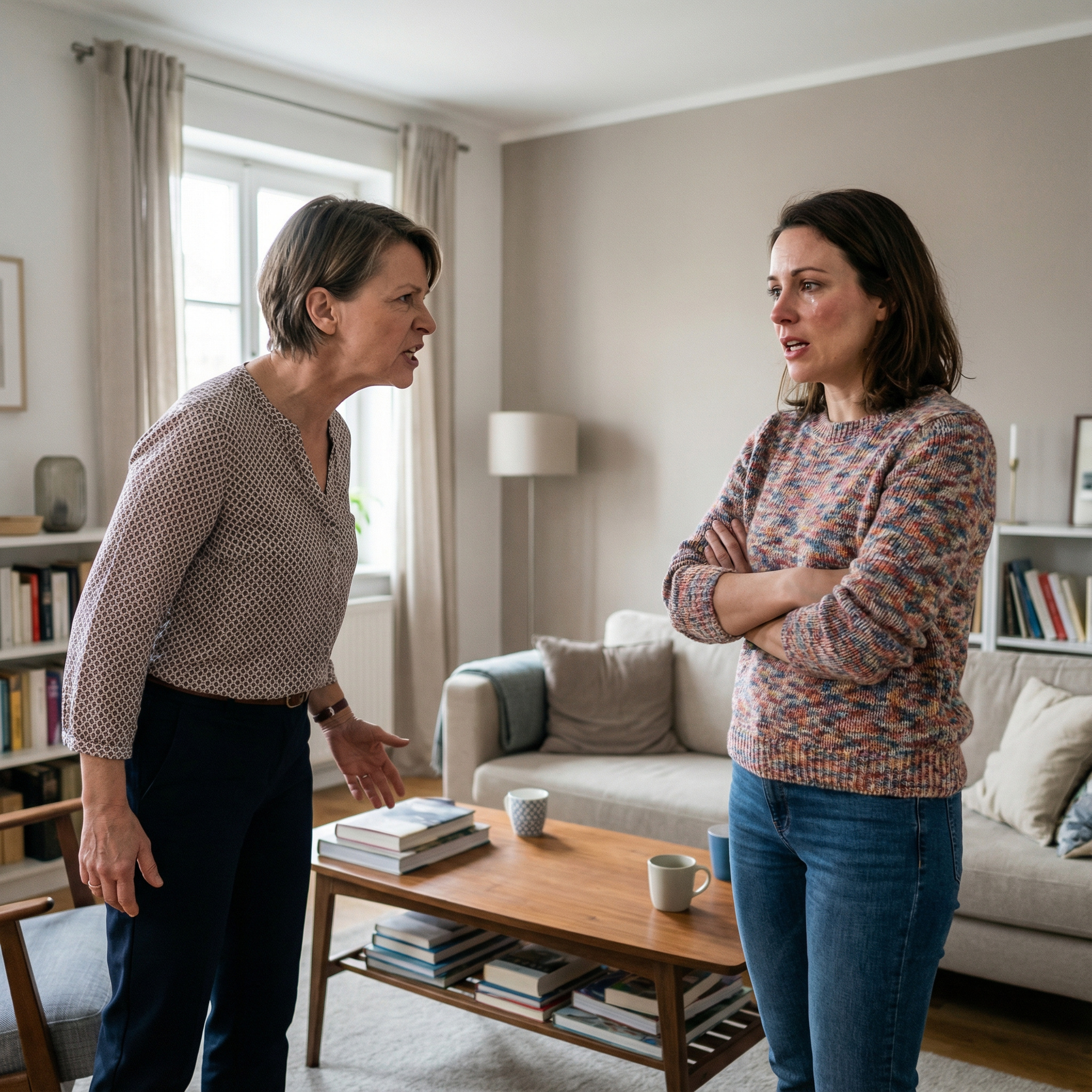 “– Негайно вибачся!- Гаркнула мати. – Ні. Досить! Я тридцять вісім років перепрошувала. За те, що не така, як ви хотіли! За те, що не вийшла заміж у двадцять! За те, що будувала кар’єру! За те, що купила цю квартиру сама, без ваших грошей та порад. Досить!