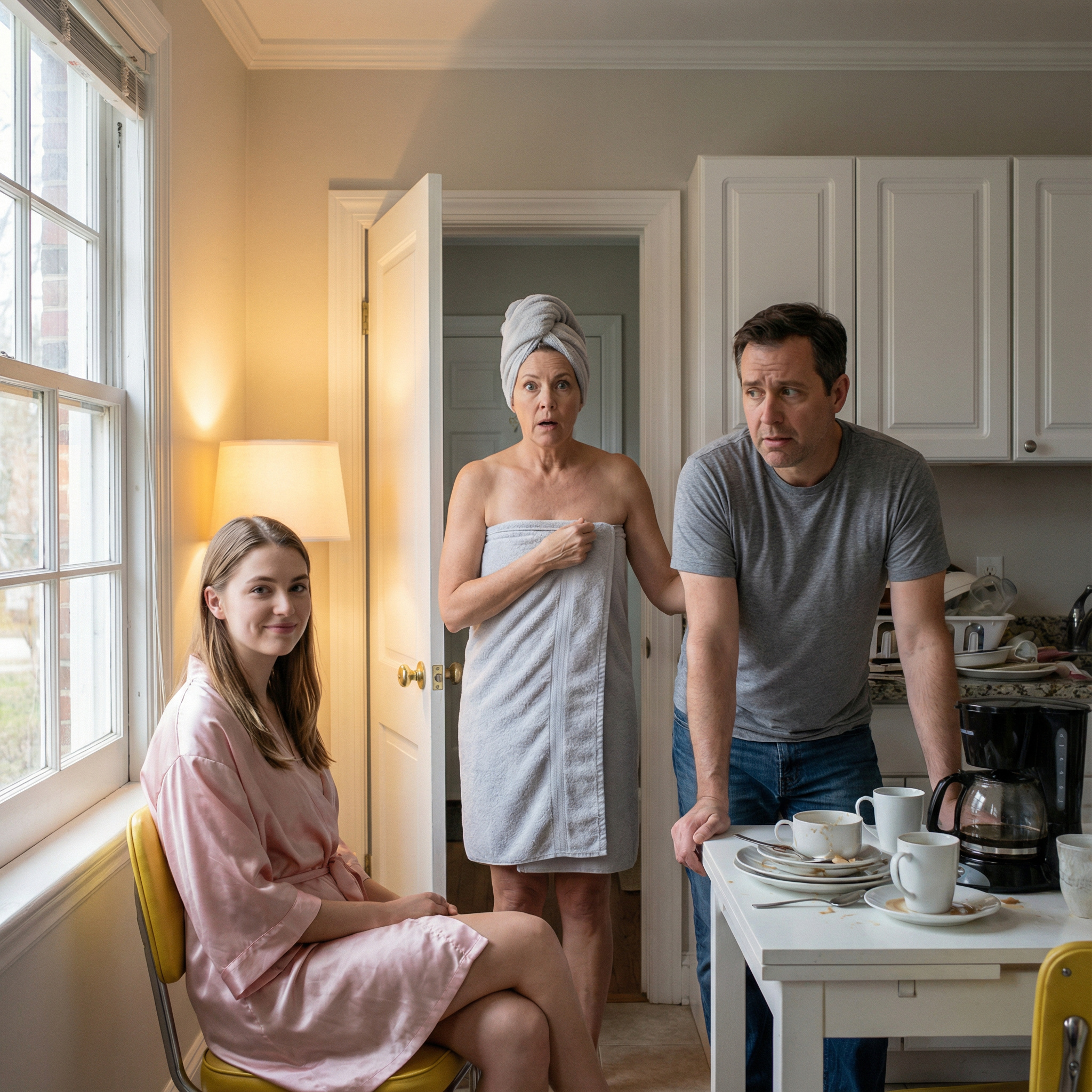 “– Чому ти у такому вигляді? – продовжила Ніна. – Ти ж не вдома і не одна! – У якому вигляді? Якщо ти не в курсі, то це називається пеньюар