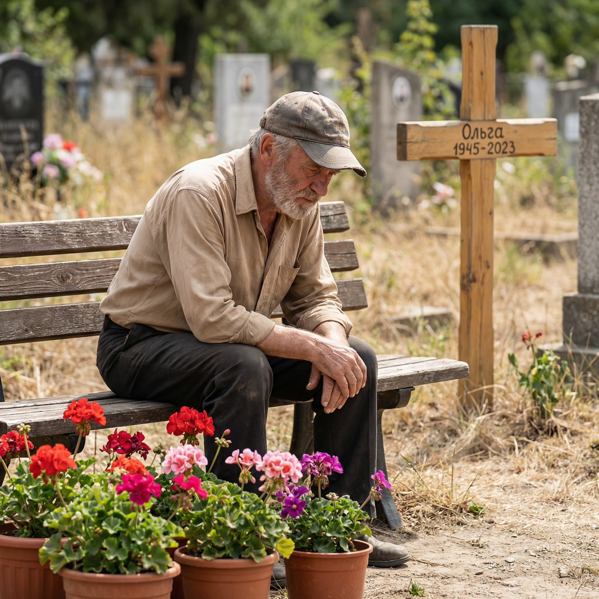 “-Ти що? Людмили Іванівни вже два роки, як нема. Куди ти їх повезеш, на кладовище, чи що? Він погладив бороду. -Ага, вона чекає. Сама мені сказала, квіти хочу. А я для Людочки своєї, все зроблю