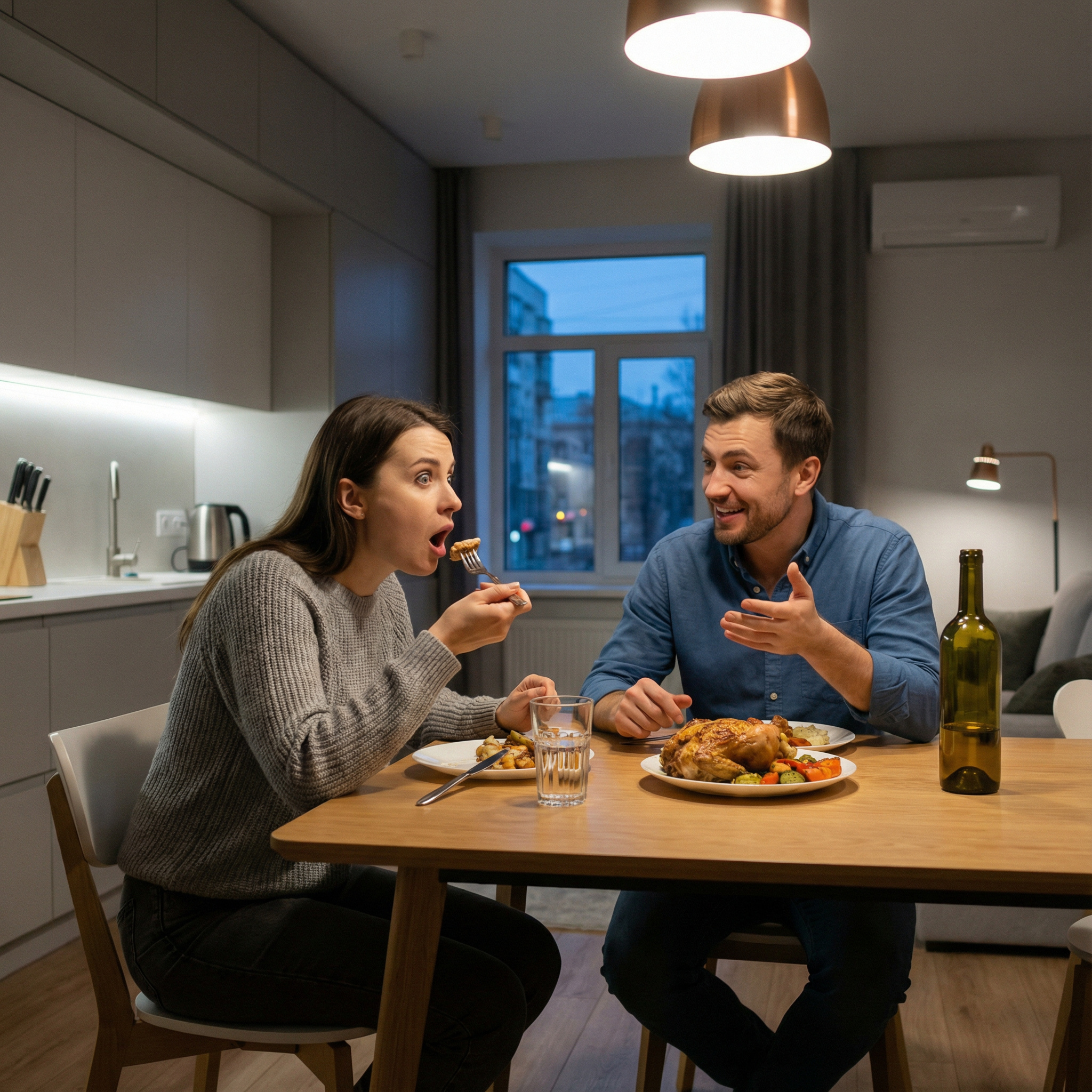 — Олено, слухай. А давай… — він зробив ефектну паузу, — а давай ми їй на твої гроші машину купимо? А? Уявляєш? Не нову, звичайно, якусь простеньку, стареньку. Щоб їздила. Уявляєш її обличчя? Вона ж втоатить дар мови від щастя! Ось це буде подарунок! Виделка в руці Олени завмерла на півдорозі до рота…