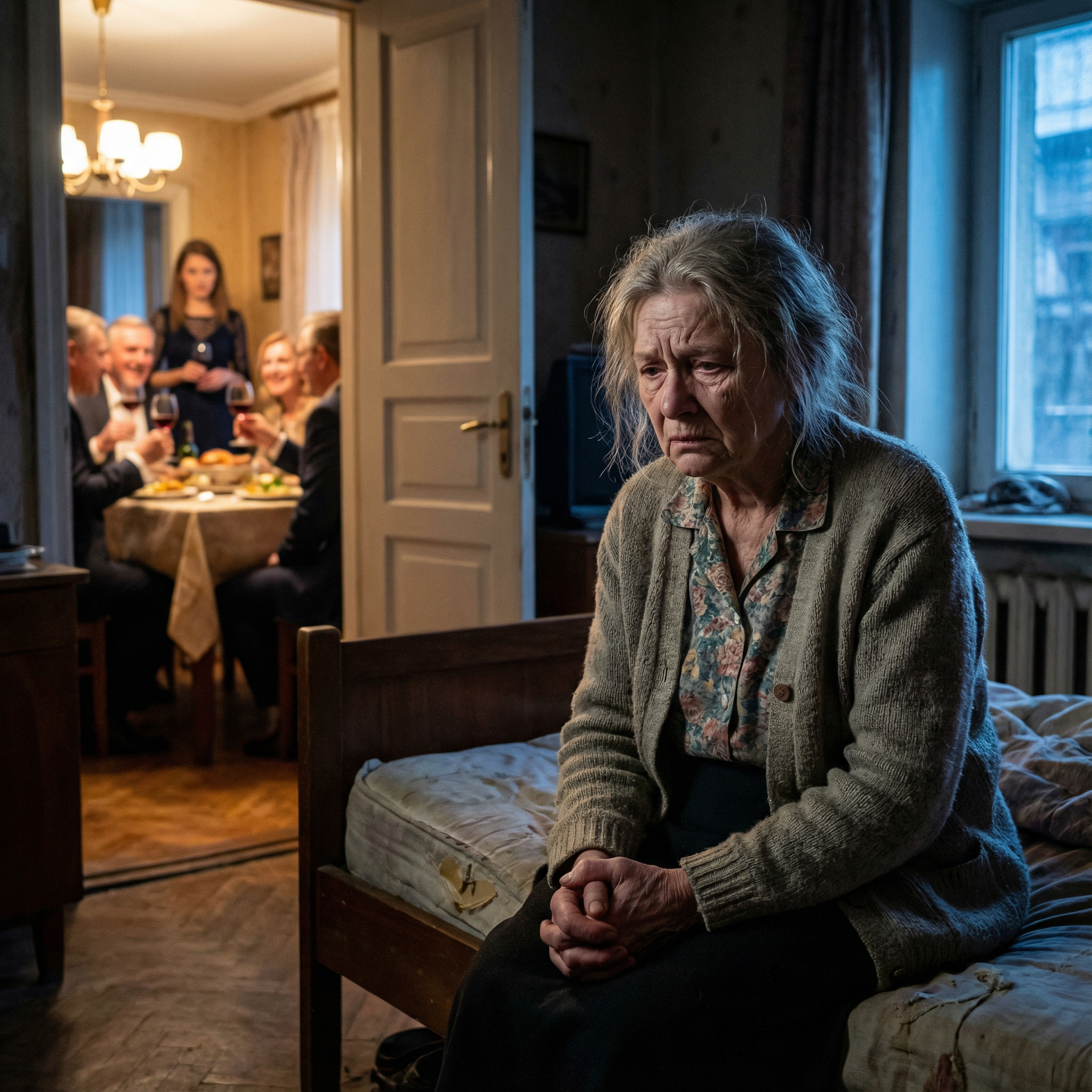 О, мамо, прийшла? — Мар’яна, весело наспівуючи, розкладала продукти: червону рибу, дорогі сири і ще якісь делікатеси. — У нас сьогодні ввечері гості. Дмитра партнери прийдуть, треба вразити людей. — Звідки гроші на все це, Мар’яно? — тихо запитала мати. — Ти ж вчора казала, що дітям на молоко не вистачає, у мене пенсію забрала. — Ой, ну знайшлися! Дмитро премію отримав, — недбало відмахнулася донька. — Ти, до речі, сьогодні ввечері посидь у себе в кімнаті, добре? Не виходь, бо ці твої кофти ну, ти сама розумієш. Не той рівень. Ганна відчула, як у неї холоне всередині. — Тобто я маю сидіти під замком у власній квартирі, бо тобі соромно за мою бідність, яку ти сама ж і створила? — Мамо, не починай сцену! Просто не заважай нам відпочивати. Вечеря почалася о восьмій. З великої зали доносився сміх, дзвін кришталевих келихів, тих самих, що Ганна берегла як пам’ять про своє весілля, аромат запеченого м’яса. Про голодну Ганну ніхто не згадав