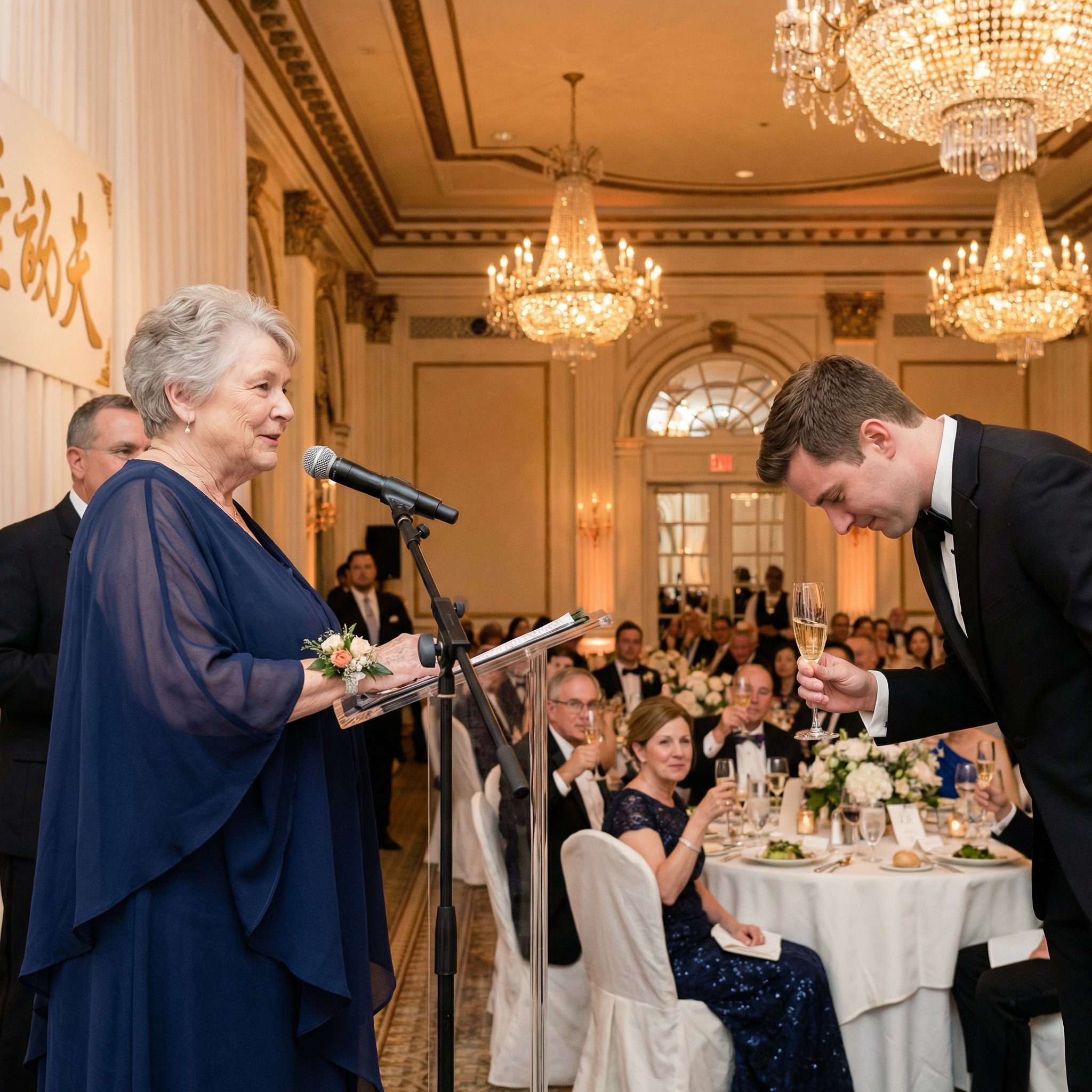 . Дякую тобі, синочку, за все!— Щоправда, — я, хотіла для тебе невістку симпатичнішу й більш.. Ну та годі…— Та, що є, теж зійде! Зала завмерла. Андрій зблід. Я встала. Повільно, не поспішаючи.— Можна мені теж сказати тост? ..