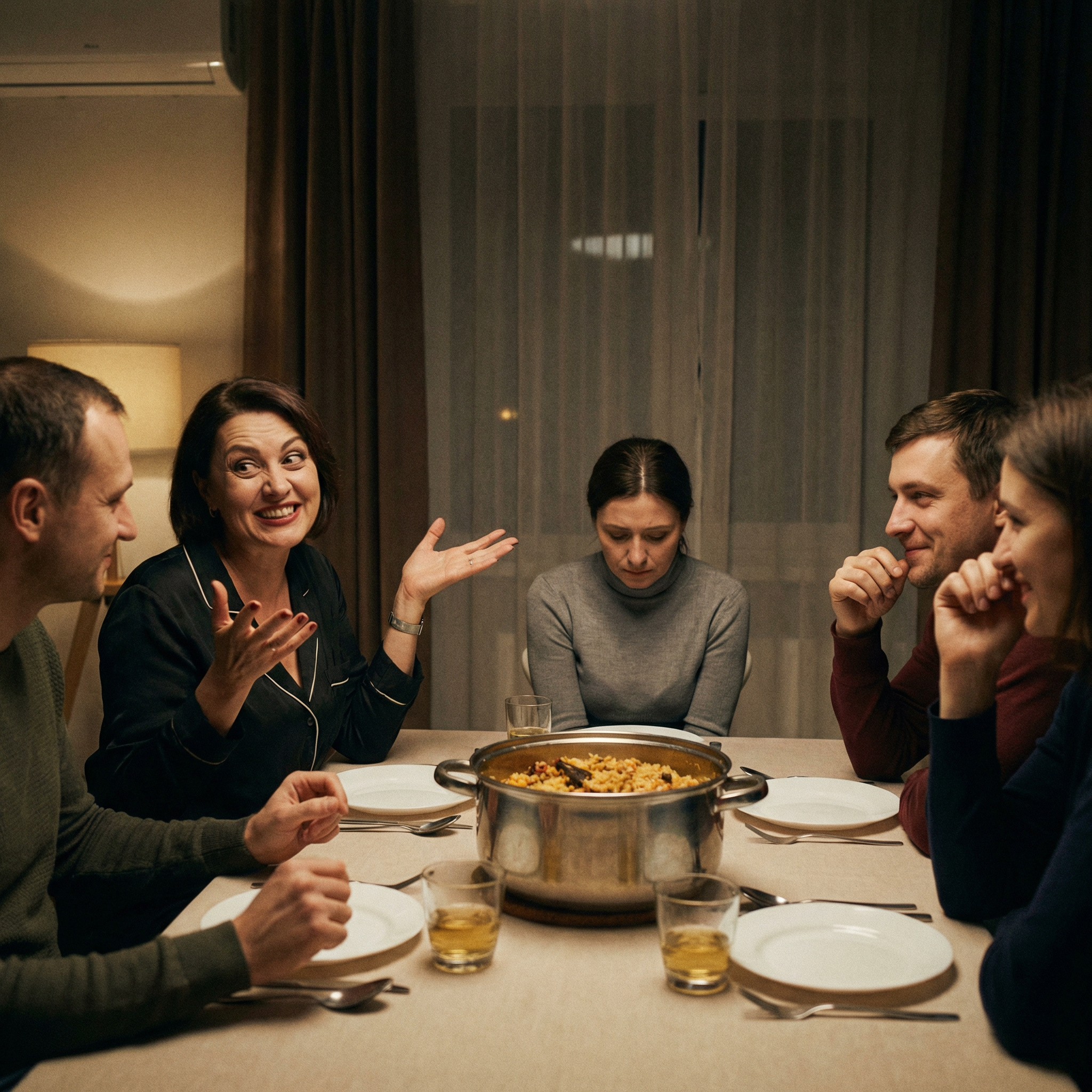 — Ну що, друзі, оновлення надійшло! — голосно проголосив Ігор, смакуючи кожне слово. Він стояв біля стіни у вітальні, вказуючи рукою на новий «експонат». — Вчора наша дорога Світлана примудрилася так сильно зіпсувати плов, що… провела весь день у таємній кімнаті! Весь день! Уявляєте? Звісно, я не ризикнув його їсти, — радісно продовжив розповідати чоловік. — І це при тому, що рецепт їй давала моя мама, а вона, як відомо, в кулінарії ас і після її готування ніхто з животом не мучився. Так що тепер до розділу «Кулінарний провал» додалася ось ця краса.
