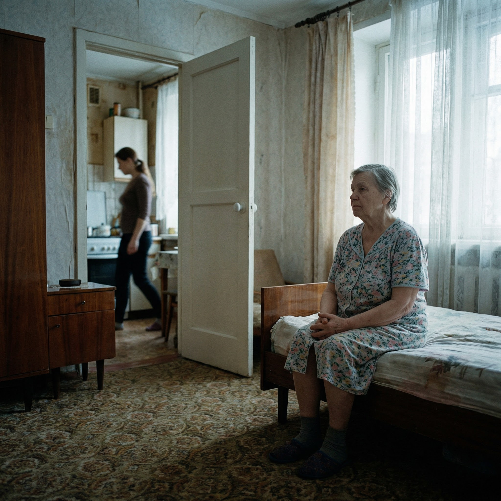 Наталя хотіла поснідати, але не наважувалась вийти з кімнати. Вона тихенько сиділа і чекала, коли невістка піде з кухні. Але та не поспішала. Оксана вже поснідала, і тепер з цікавістю дивилася серіал по телевізору. – Що робити? – думала Наталя Сергіївна. – І їсти хочеться, і на кухню йти нема бажання. Невістка одразу сваритися почне. Вона важко зітхнула і зайшла на кухню. І тут Оксана не стрималася