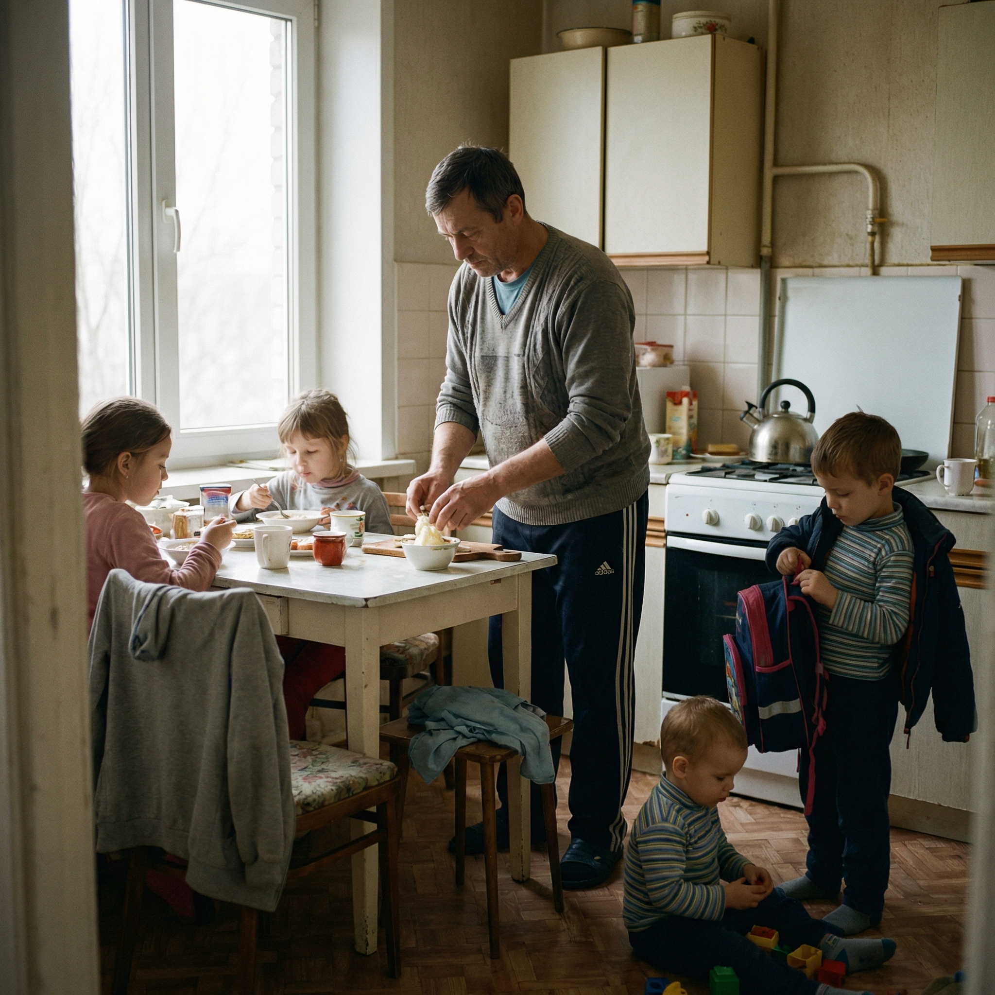 Дружини не стало і Василь залишився один з трьома дітьми. Усі в селі дивувалися Василеві й захоплювалися ним. Особливо жінки. Так у їхній хаті з’явилася Ліда. — Знаєш, Лідо, — сказав і його очі набралися слізьми. — Я п’ятами буду світити, але мої діти мають бути зібрані не гірше від чужих. Якщо ти шкодуєш купити моїй дитині куртку за мої ж гроші, то нам з тобою не по дорозі. Бувай