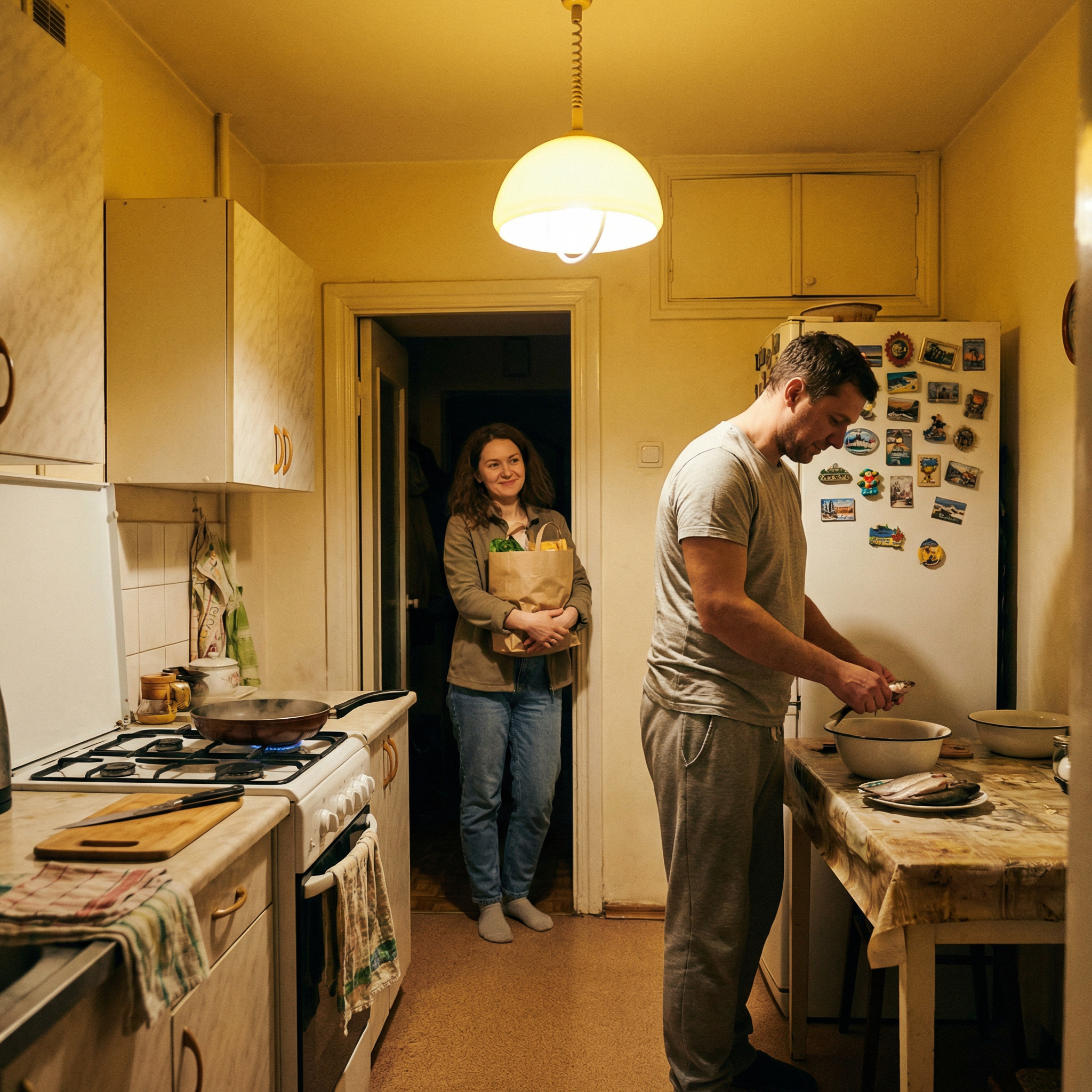 – Андрій, я рибу купила, – з порогу заявила Наталя чоловікові, – приготуєш? – Звичайно, кохана! – відповів чоловік, і взявся за справу. І так завжди, що б дружина не просила, Андрій завжди допоможе. Але все змінилося, після поїздки в село до батьків Наталки. Андрій прокинувся рано, і ненароком підслухав розмову тещі з тестем