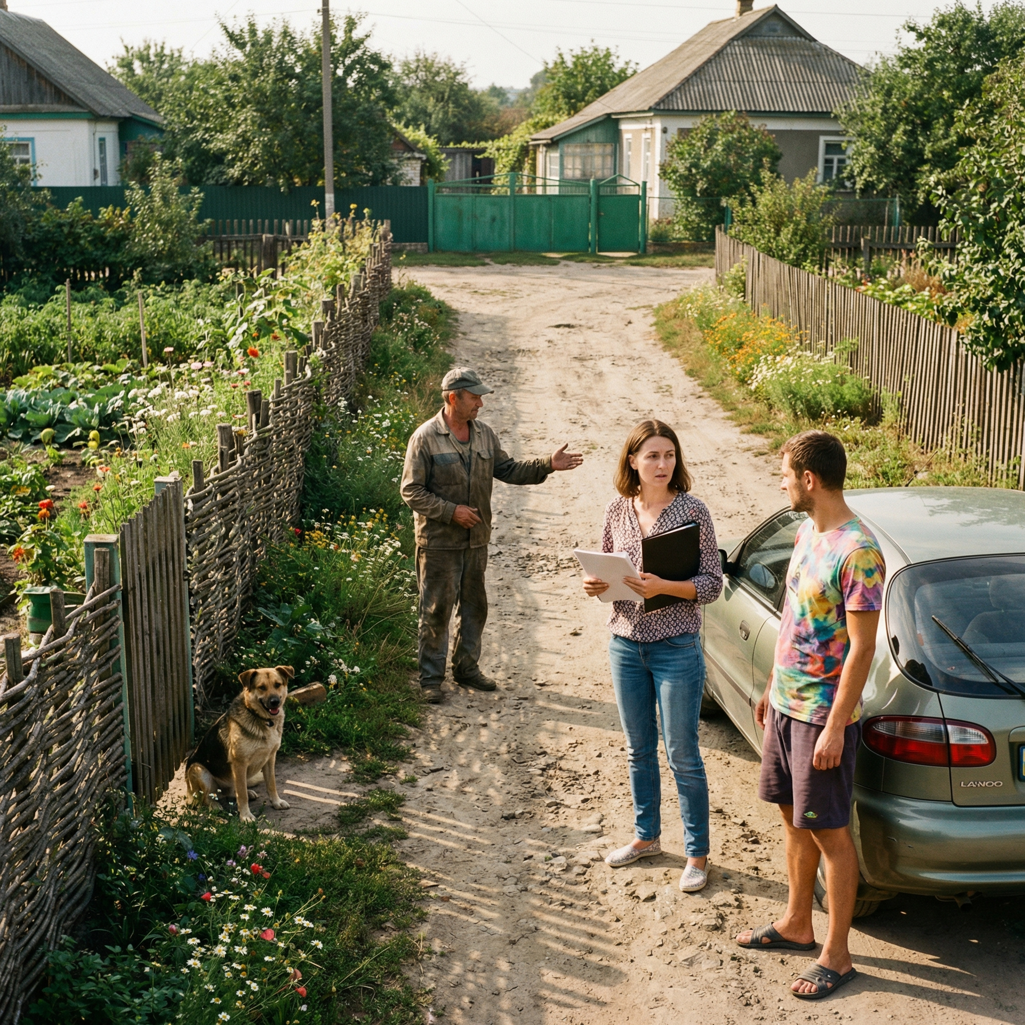 Наталя з Євгеном їхали по селу. До них підійшов якийсь чоловік. – Ви машину купувати? – раптом запитав той. – Так, – здивувалась Наталя. Він посміхнувся. – Он зелені ворота. Вам туди. Але ви торгуйтеся! У Василя і Віри там зараз таке! Гроші їм дуже треба. – Що ж там таке могло трапитися? – подумала дівчина. Та скоро вони все зрозуміли