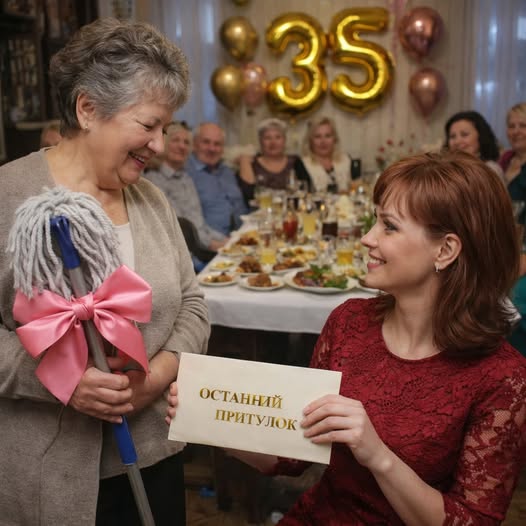 На ювілей свекруха подарувала мені швабру: «Знай своє місце». Я усміхнулася і при всіх вручила їй сертифікат у дім скорботи…