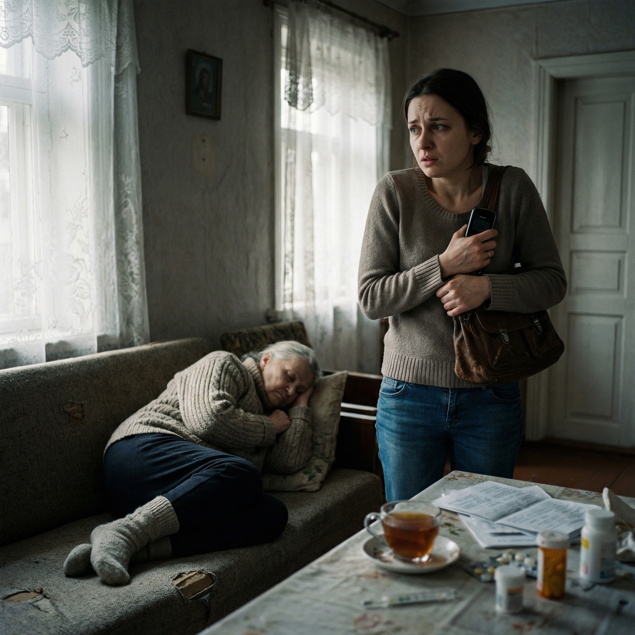 Мама згорнулася клубочком і заснула. А Люба — до лікаря побігла. Запитати, порадитись. Голова була ватяна, хотілося втекти від проблем