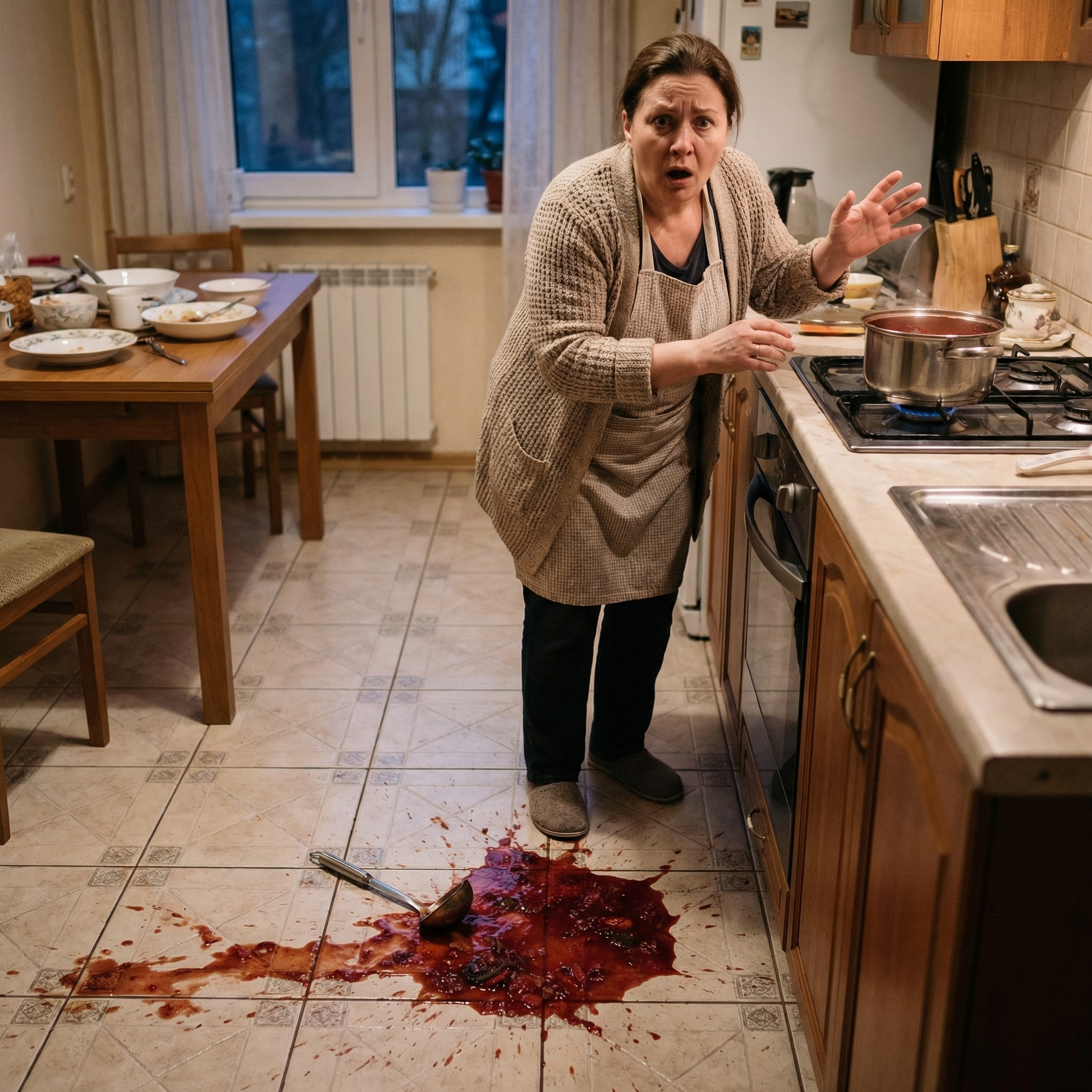 — Того вечора я не стала витирати борщ. переступила через калюжу, відкрила ноутбук і купила останню гарячу путівку в санаторій на 21 день.— Я їду…(вперше за п’ять років). вимкнула звук на телефоні. відповідала раз на день, увечері. «Я на процедурах. Розберіться самі. Люблю, цілую».повернувшись додому..Я піднімалася на свій поверх із “завмиранням“ серця. Коли я відчинила двері…