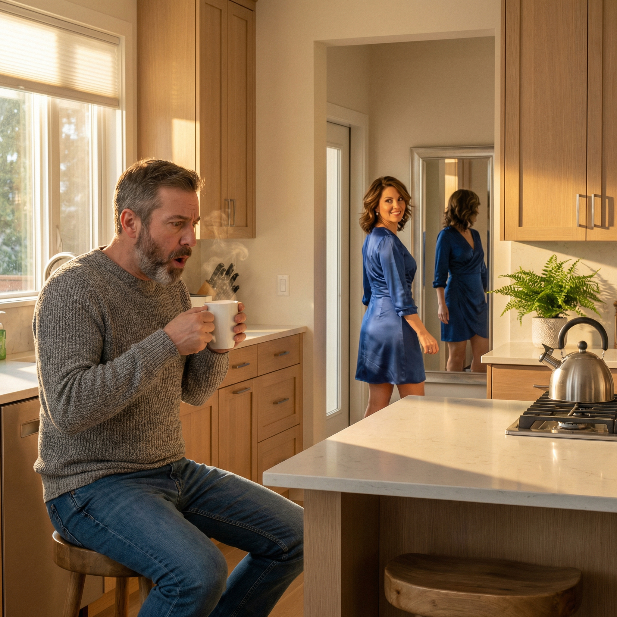 Ігор сидів на кухні з чашкою чаю. Раптом з кімнати вийшла дружина і почала крутитися перед дзеркалом у новій сукні. – І куди це ти зібралася? – Ігор аж поперхнувся, від несподіванки. – На роботу, – задоволено сказала Марія. – Свято у нас там. Мені личить? – Так, ану почекай! Ти куди такому вигляді зібралася йти, – обурено крикнув чоловік