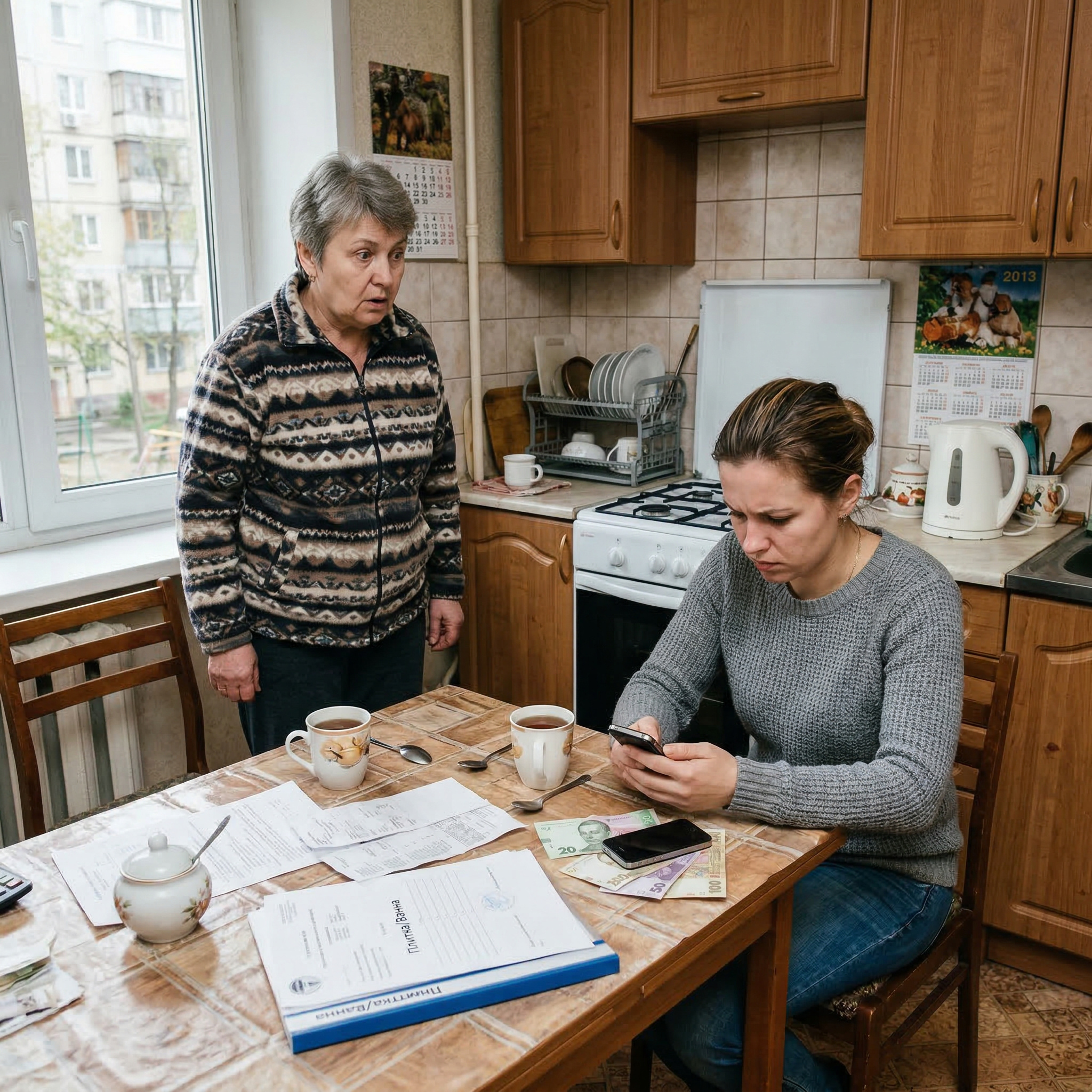 Мамо! Ви вже пенсію отримали? Давайте сюди! — сердито запитала невістка. — Нам на плитку у ванну не вистачає. Майстри вже завтра прийдуть, — Олена навіть не підняла голови від екрана свого новенького смартфона. Валентина Степанівна застигла в дверях кухні. У руках вона тримала важку сумку: щойно повернулася з базару, де вибирала найкращий домашній сир для онуків, свіжі яблука та фермерське молоко. Гроші на ці продукти вона виділила зі своєї скромної заначки, яку відкладала на нові окуляри. — Оленко, доню, так я ж учора віддала майже все, що мала. Залишила собі лише на аптеку та проїзд, бо серце щось почало підводити на погоду, — тихо промовила свекруха. — На проїзд? — Олена нарешті відірвала погляд від телефону, і її очі блиснули роздратуванням. — Ви куди це зібралися роз’їжджати? У нас діти малі, школа, садочок, гуртки, а ви по місту кататися надумали? Гроші на вітер пускаєте, коли вдома ремонт не закінчений