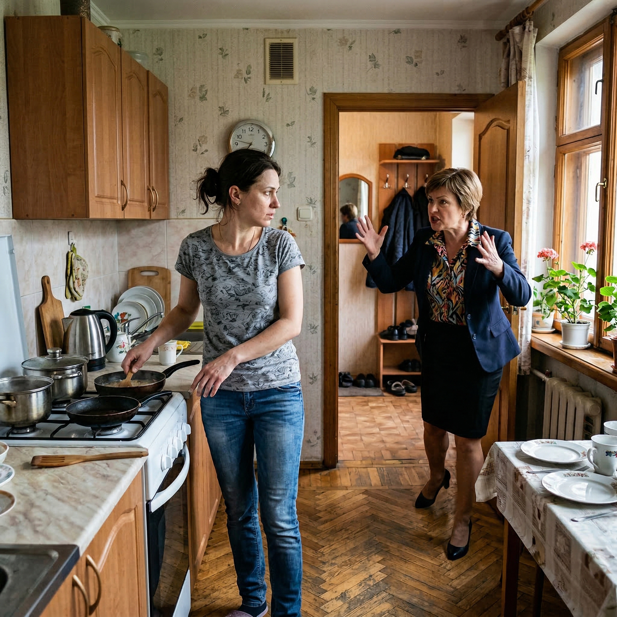 Оксано, ти при тямі взагалі? — у квартиру увірвалася родичка. — Яке розлучення? Тобі вже під сорок, не дівчисько! Хто на тебе таку подивиться? — Тамара гупала підборами по паркету, наче намагалася його пробити. Оксана відклала кухонну лопатку. Вона повільно повернулася до тітки, намагаючись зберегти хоча б крихту спокою. — Добрий вечір, тітко Тамаро. Дякую, що зайшли без стуку, як завжди. Може, кави? — Не до кави мені! — Тамара плюхнулася на стілець, від чого той жалібно скрипнув під її вагою. — Галина з третього під’їзду вчора бачила тебе біля юридичної контори. Вона мені все детально про вас розказала! Ти що, ганьби на родину хочеш накликати? Що люди скажуть, коли дізнаються, що ти, зразкова дружина, пішла від свого чоловіка