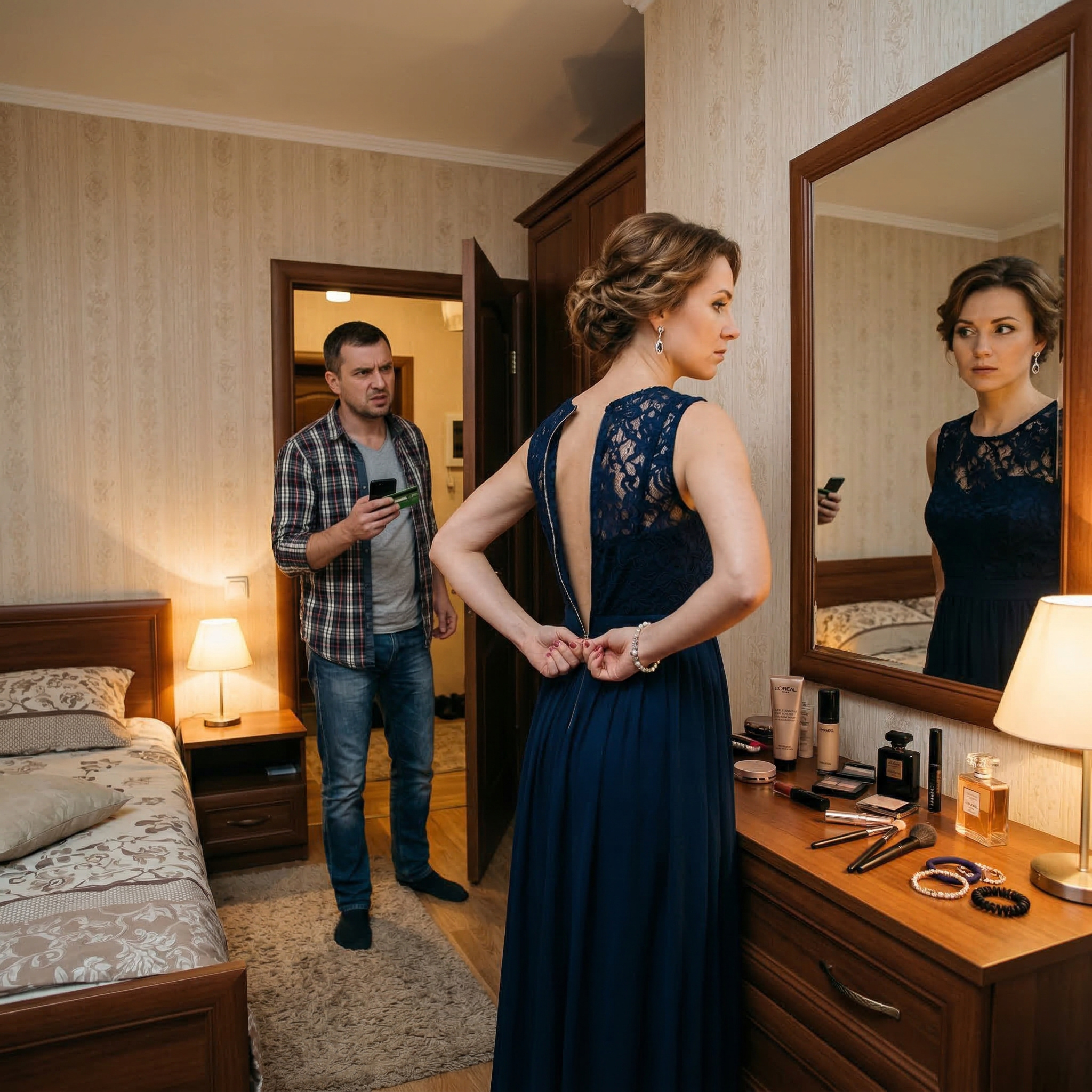 Вікторіє! Куди зникли гроші з нашої картки, вісімдесят тисяч гривень, — голос Марка, чоловіка, пролунав глухо, але в ньому відчувалася напруга. Вікторія, не відриваючись від дзеркала, де вона намагалася застібнути складний замочок сукні, відгукнулася: — Так, любий? Ти вже вдома? Як пройшов день? — У мене питання до тебе. Куди зникли гроші з нашої картки? Ті, що ми відкладали на навчання Данила та на дострокове погашення іпотеки? Вікторія завмерла. Вона повільно обернулася, її очі на мить зблиснули, але вона швидко взяла себе в руки. — Про які саме гроші ти говориш? Марку, не починай свій «фінансовий звіт» одразу з порога. — Я говорю про вісімдесят тисяч гривень, які зникли за останні два дні. Це не дрібниці, Вікторіє. Це сума, на яку ми планували поїздку та ремонти в дитячій