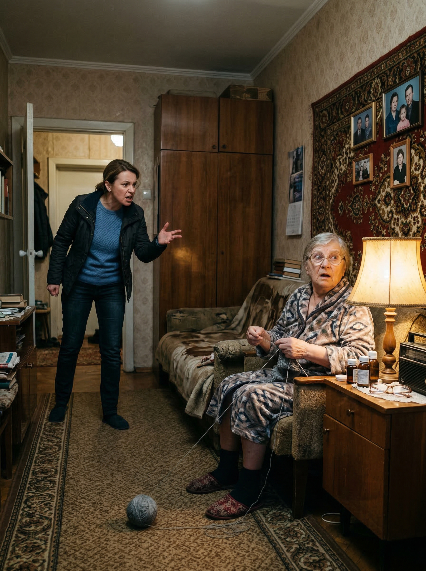 Мамо! Скільки можна повторювати? — прокричала донька. — Поки ти живеш на моїй території, будь ласкава грати за моїми правилами! — Світлана влетіла до кімнати матері без стуку, наче перевірка. Ганна Петрівна, сива жінка, здригнулася. Спиці випали з її рук, а вовняна нитка покотилася по підлозі. — Світланко, дитино, це ж завжди була моя квартира, — тихо промовила мати. — Була, мамо, була! Ключове слово — “була”. А тепер за документами власниця я. І не треба на мене так дивитися! Сама ж підписала дарчу, коли ми з Олегом обіцяли тебе доглядати. Знову твої нитки скрізь? Олег вчора ледь не впав через них. — Я приберу, доню. Просто задрімала трохи, спина розболілася. — Ладно вже. Мені потрібна твоя пенсія. Бойлер знову тече, треба викликати майстра, а грошей нуль. Мати зам’ялася. — Світланко, я ж хотіла ліки купити. Ти ж знаєш, серце останнім часом коле, і тиск скаче. — Тиск у неї скаче! — Світлана роздратовано сплеснула руками. — А майстер безкоштовно прийде? Свою зарплату я вкладаю в кредит за машину, на якій ми тебе, між іншим, до лікарні возимо. Давай гроші